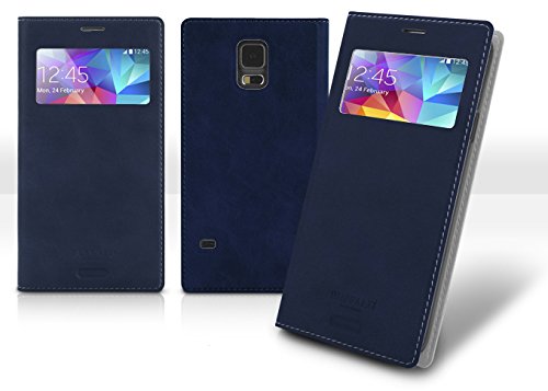 Note Edge View Flip Case, Samsung Galaxy NoteEdge Soft Leather Cover, 9 Colors - Retail Packaging (Navy)