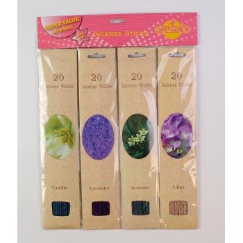 80 Pc Incense Sticks Floral 6 Flavors (Case of 144)