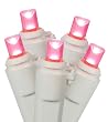 Set of 100 LED Pretty in Pink Wide Angle Christmas Lights - White Wire