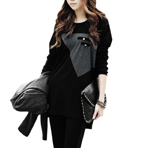 Allegra K Ladies Long Sleeve Tops Jersey Oversize Loose T Shirts