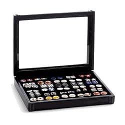 Black Genuine Calfskin Cufflinks Collector's Case