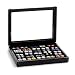 Black Genuine Calfskin Cufflinks Collector's Case