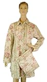 Pink Roses Toile Style French Elegant Design Sleepshirt Long Sleeve Casual nightshirt or leisure shirt with travel pouch ~ 3 sizes