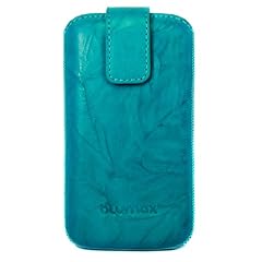 Original Blumax � Wished T�rkis Ledertasche f�r Apple iPhone 4 / iPhone 4S mit R�ckzugfunktion , Handytasche , Case , H�lle , Etui , Slide , Display Schutz , Secure (100% Passgenau !!)