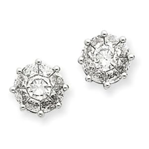 14k White Gold Diamond Post Earrings