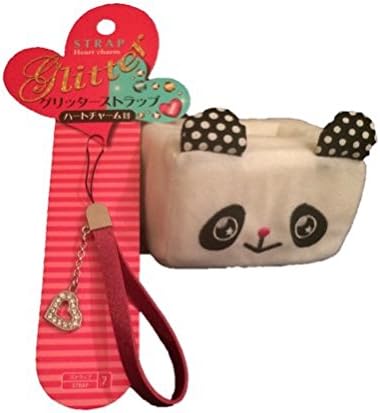 2 Piece Vibrant Pink Sparkle Lanyard with Heart Charm and Super Cute Soft Animal Panda Plush Smart Phone Mobile Phone iPhone iPod Desktop Office Stand Holder