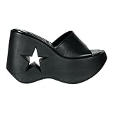 DYNAMITE-01, 5 1/4, Platform Star Sandal Wedge Slide by Demonia