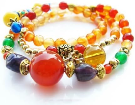 Natural garnet red agate amethyst beads Tag Bracelet