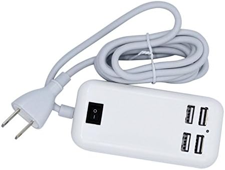 USB Charger, 5 Feet Power Cord 4 Port 15w Desktop High Speed Wall Travel Charging Adapter Hub for Apple iPad iPhone, Samsung Galaxy Tablet Tab and Other USB Power Supplied Devices (4 Ports)