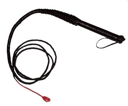Leather Bull Whip 8' w/Wooden Leather Wrap Handle (8 FEET LONG)