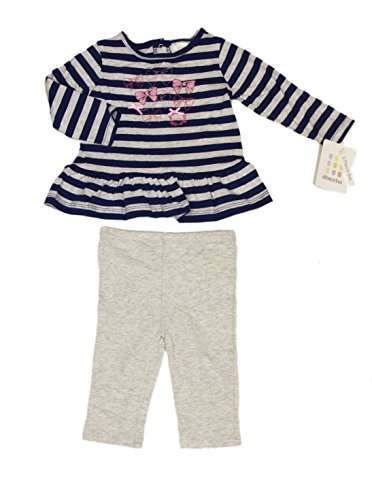 ABSORBA Toddler Girl's Navy Striped Bows Tunic 2-Pc Outfit 12M 18M 24M AUIG5656