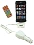 White iTrip style LCD FM Transmitter & Car Charger with remote - for Apple iPod / Iphone / Itouch / Nano - High Quality digital Sound - Automatically powers and recharges battery with car adapter