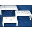 3 Riser Leather White Show Case Display Units