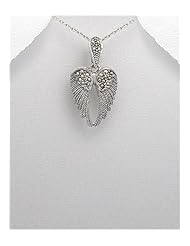 Angel Wings Marcasite Pendant Necklace In 92.5 Sterling Silver