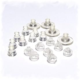pewterhooter 6 paires de doux, confortable et s�curis� clair dos boucle d'oreille en plastique.