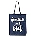Groceries and Shit Cotton Canvas Tote Bag in Navy - One Size
