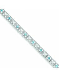 Genuine .925 Sterling Silver Blue Topaz Diamond Bracelet 7.4 Grams . 100% Satisfaction Guaranteed.