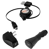 GTMax USB Retractable Data Cable +Black USB Car Charger Vehicle Power Adapt ....