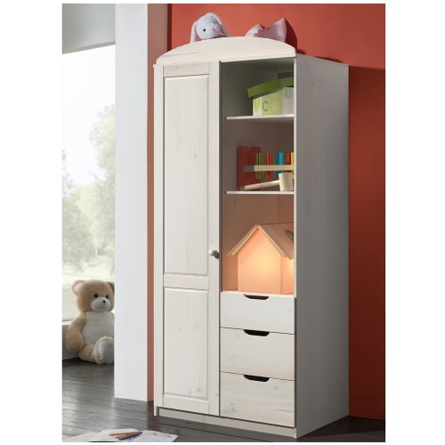 Kleiderschrank MICK 1-türig Kiefer teilmassiv, weiß von Loft24 - 5200266