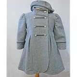 ROTHSCHILD WOOL LONG COAT WITH BARRETTE HAT 6/6X BY MODEST CHILDRENS CLOTHING (6X, LIGHT GREY)