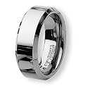 Beveled Edge Polished Tungsten Carbide Ring (8.0 mm) - Sizes 7-13
