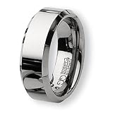 Beveled Edge Polished Tungsten Carbide Ring (8.0 mm) - Sizes 7-13