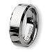 Beveled Edge Polished Tungsten Carbide Ring (8.0 mm) - Sizes 7-13