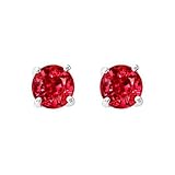Red Garnet Round Cut CZ Silver Stud Earrings 2ct. 7mm