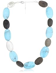 Rena Luxx "Pebbles" Sterling Silver Howlite and Mediterranean Sea Stone Necklace