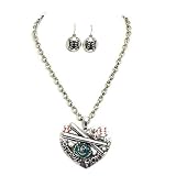 Fashion Necklace Set; 18L; Burnished Silver Metal with Clear Rhinestones; Lobster Clasp Closure; Matching Earrings Included; Baseball Mom