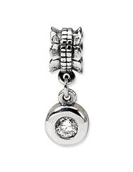 Sterling Silver s Cz Round Dangle Bead by Reflection Beads, Best Quality Free Gift Box Satisfaction Guaranteed