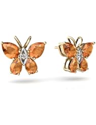 Genuine Fire Opal 14kt Yellow Gold Butterfly Earrings