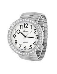 Geneva Platinum 8929 Womens Jumbo Silver-Tone Stretch Bracelet Watch