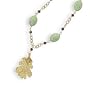 16 Inch 14/20 Gold Filled Turquoise and Swarovski Crystal Necklace w/ 24 Karat Gold Plated Leaf Drop