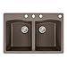 Transolid ATDE3322-12-CBDE Aversa Granite 4-Hole Drop-in Double-Bowl Kitchen Sink, 33-in L x 22-in W x 9-in H, Espresso
