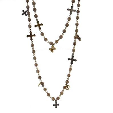 Cheap Girls Jewelry Virgins Saints and Angels Pax Multi Cross Necklace Smokey Topaz For Sale