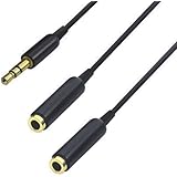 Atalanta&reg; 3.5mm Audio Stereo Y Splitter Cable 3.5mm Male to 2 Port 3.5mm Female for Earphone and Headset Splitter Adapter, Compatible with iPhone, Samsung, LG Smartphones, Tablets, MP3 Players