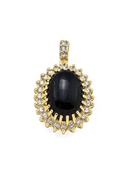Black Coral Pendant with Diamonds in 14K Yellow Gold