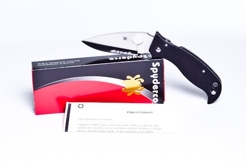 Spyderco Superleaf Black G-10 PlainEdge Knife