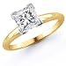18k Yellow Gold 3/4 Carat Princess Cut Solitaire Diamond Ring - (G-H;SI1-2)