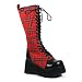 1/2 Inch Trendy Gothic Boot Red Plaid Platform Knee Boot Black PU