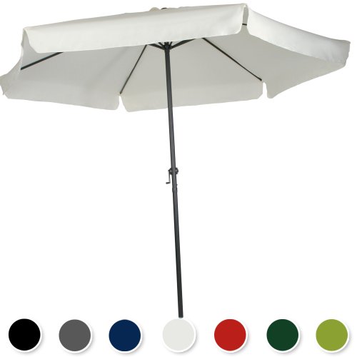 spécifications Parasol avec manivelle - Cream (beige) - Ø 2,5 m - 2,35 m (H) - avec rebords - polyester résistant à l'eau - DIVERSES COULEURS AU CHOIX