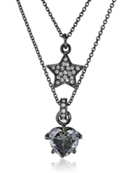 Juicy Couture Hematite Double Layer Pave Star Necklace, 17"
