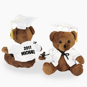 Personalized Plush Graduation Bear – White – Novelty Toys & Plush