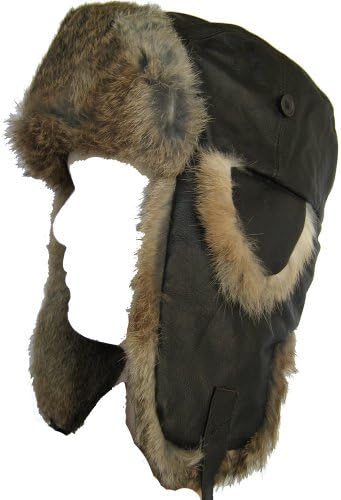 Klondike Sterling Leather Hat Rabbit Fur Trooper Winter Ski 9H6619 (XX-Large/Brown)
