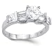 Cheap CZ Engagement Ring 14k White Gold Solitaire Cubic Zirconia 1.50 Carat, Size 9 On Sale