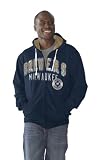MLB Men's Milwaukee Brewers Full Zip Fleece Hood, Navy, X-Large