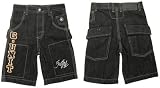 G Unit - BOYS G-UNIT Black Denim Shorts W/ Embroidery, Black Denim