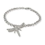 Sterling Silver CZ Dragonfly Charm Bracelet