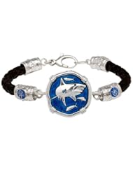 Guy Harvey Gulf Stream Blue Enamel Shark Leather Bracelet